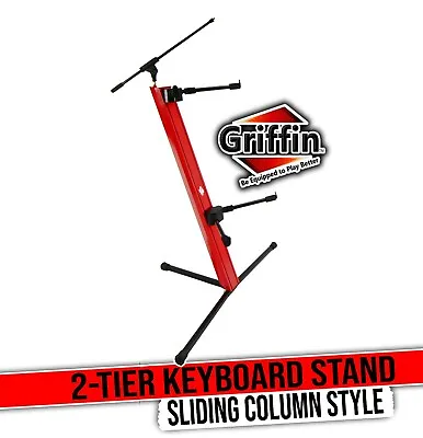 2-Tier Column Keyboard Stand With Mic Boom Arm By GRIFFIN | Double Multi-Use • $92.48