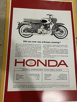 Vintage Reproduction Honda Dream Motorcycle Poster Advertisement H1311 • $15