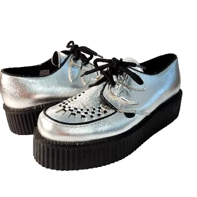 Underground Creeper Sz AU 9 Mens Original Wulfrun Silver Leather Shoes RRP $400 • $64.28