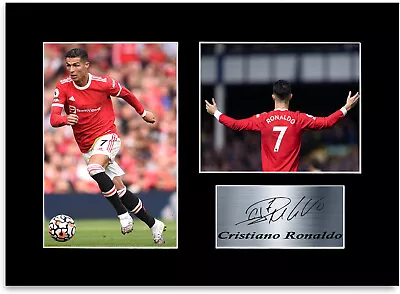 Cristiano Ronaldo Man United Player Printed Signed Photo Display Mount Gift A4 • £9.99