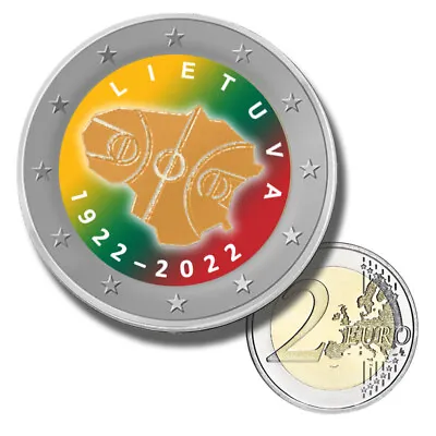 2 Euro Coloured Coin 2022 Lietuva Basketball - Uncirculated Lithuania Color Coin • $9.99