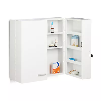 XXL Medicine Cabinet Locking Metal First Aid Storage White Large Cupboard • £112.90