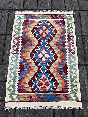 Hand Woven Afghan Wool Kilim Size: 121 X 83 Cm Flat Woven Handmade Floor Rug • $105