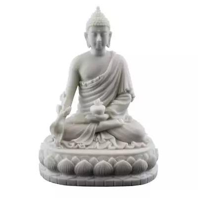 MEDICINE BUDDHA STATUE 5.5  Buddhist White Marble Finish Resin Health Meditation • $39.95