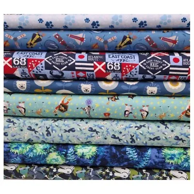 Jersey Fabric Blue Vibrant Floral 4-Way Stretch Cotton Knit For Dressmaking • £8.95