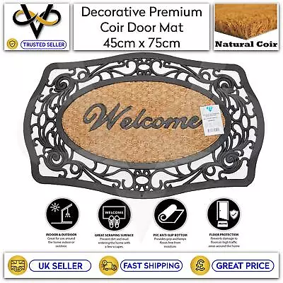 £14.95 • Buy Coir Door Mat Rubber Frame Design Natural Coir Non-Slip Indoor/Outdoor 45 X 75cm