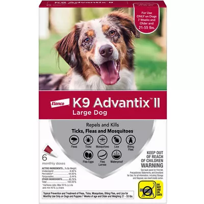 6 MONTH K9 Advantix II RED For Large Dogs (21-55 Lbs) • $89.93