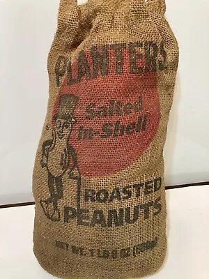 Vintage Planters Peanuts Salted In Shell Roasted Peanuts Burlap Bag 1lb 8 Oz • £4.75