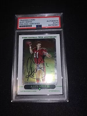 $75 • Buy Alex Smith Signed On Card 2005 Topps Chrome Rookie RC #194 PSA/DNA COA Auto