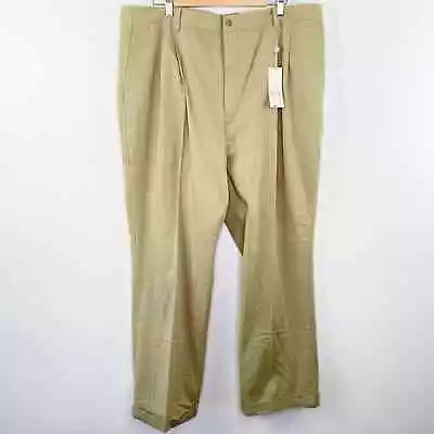 Joseph Abboud Khaki Straight Leg Cuffed 100% Cotton Pants Men's Size 42 X 32 • $25