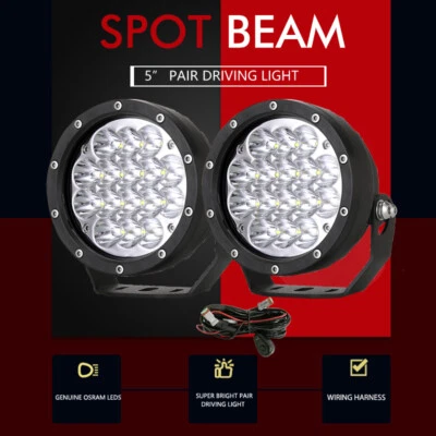 $72.96 • Buy 5inch OSRAM LED Driving Lights Spotlights Spot Round Offroad 4WD Black 4x4 Lamp