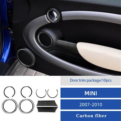 10Pcs Carbon Fiber Interior Door Pusher Handle Cover For Mini Cooper R55 R56 R57 • $31.84