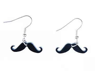 Moustache Earrings Miniblings Hanging Schnauzer Acrylic Glass Black • $18.90