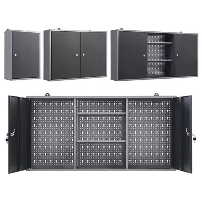 Wall Mounted Workshop Tools Cabinet Box Lockable Garage Storage Cupboard Metal • £65.95