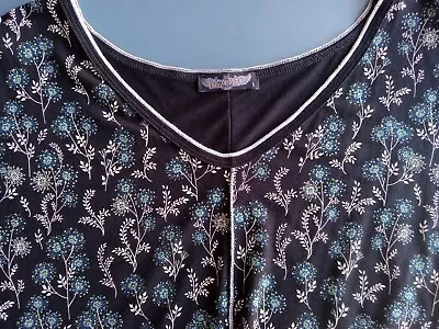 Size L Black Blouse W/ Floral Print & Accent Stitching. Excellent Condition • $10