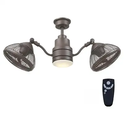 Outdoor/Indoor Twin Oscillating Gyro Ceiling Fan LED Light Industrial Dual Cage • $362.71