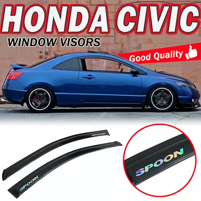 Fits 06-11 Honda Civic Coupe Window Visor Smoke Acrylic Guard Shade Slim Style • $49.99