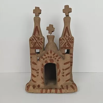 Mexico Folk Art Terra Cotta Pottery Vintage  Mission Church Sculpture Christian • $67.89