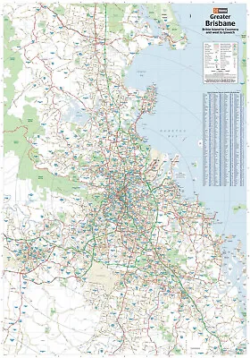 (LAMINATED) MAP OF BRISBANE & REGION (70x100cm) QLD POSTER AUSTRALIA WALL PRINT • $14.95