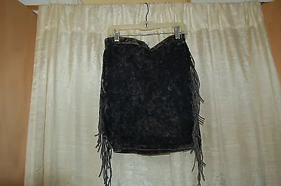 Milkyway Womens Skirt Stretch Mini Gray Black Distressed Look Side Tassels Med M • $6.99