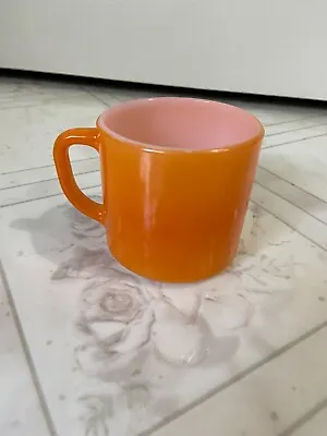 Vtg Federal F Orange Milk Glass Coffee Cup Mug Heat Proof Straight Side D Handle • $12.99