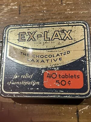 Vintage EX LAX Advertising Medicine Small Metal Tin Chocolate Laxative • $5