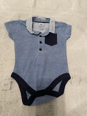 £2 • Buy Baby Boys Primark Short Sleeve Shirt Bodysuit 0-3 Months Polo Blue
