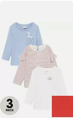 Mango Baby Girls 3 Pack Long Sleeve T-Shirts - Multi 9-12 Months  • £9.99