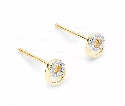 14K Gold 0.16 Ct. Lab-Created Diamond Linked Circle Studs Earrings Fine Jewelry • $369