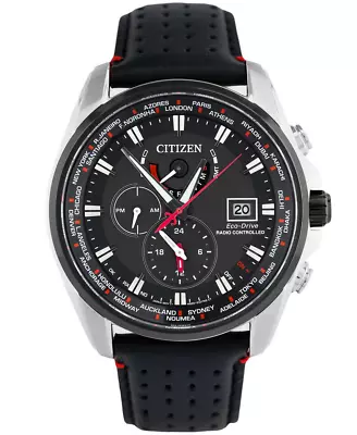 Citizen Eco-Drive Radio Controlled Men's Watch Dual Time Leather Band AT9036-08E • $379.99