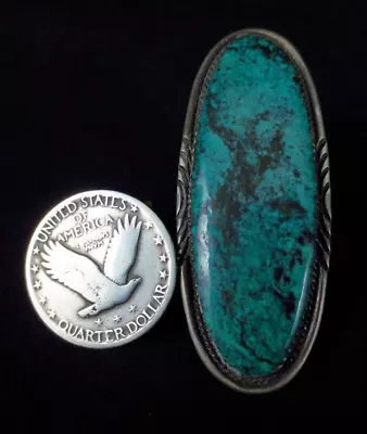 Vintage Navajo Ring - Sterling Silver And Turquoise - Large Oval • $189