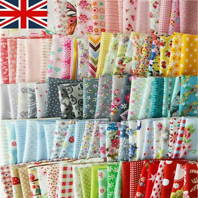 100Pcs Mixed Cotton Fabric Material Quilting Sewing Value Bundle Scraps Offcuts • £9.05