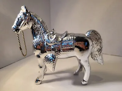 Vintage Silvertone Metal Carnival Horse With Saddle & Chain 6 1/4” High Nice! • $34.87