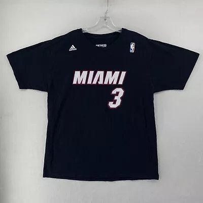 Miami Heat Dwayne Wade Adidas Men's T Shirt Size XL Black NBA Basketball • $18.95