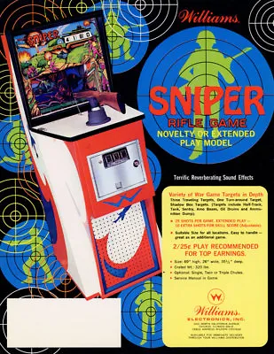 Sniper Arcade FLYER Original NOS Rifle Gun Shooting Gallery Art 1970 Reto Mod • $35.50