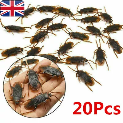 20X Fake Plastic Cockroaches Rubber Toy Joke Decoration Prop Realistic Gift • £3.29