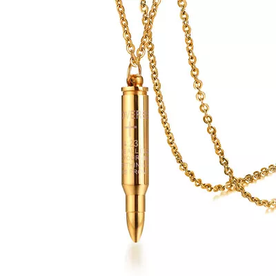 Lord Bible Prayer Men Necklace Bullet Pendant Ashes Urn Cremation PROVERBS 4:23 • $11.99