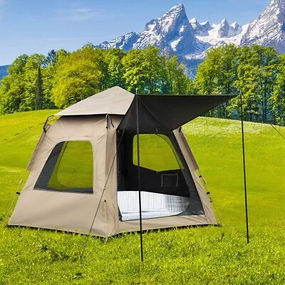 Instant Pop Up Tent Auto Camping Canopy Shelter 5-8 Person Ground Mat Easy Large • $164.98