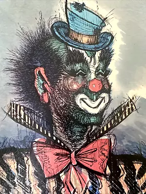 Vintage Art Print   Mid-century  William Pender's Clown Pat UNFRAMED SIGNED PEN • $49.99