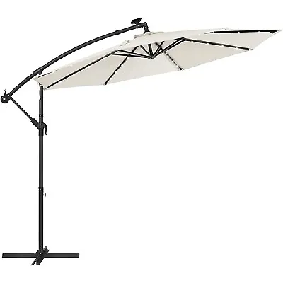 $249.95 • Buy Songmics 3m Patio Umbrella With Solar-Powered LED Lights Beige