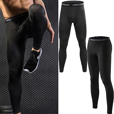 Men's Compression Pants Base Layer Workout Leggings Cool Dry Yoga Gym Clothes • $11.99