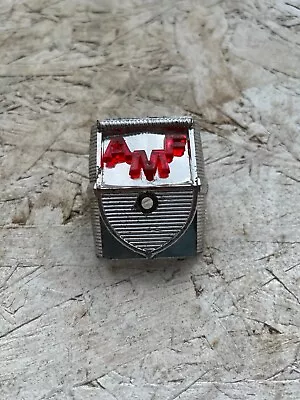 Vintage AMF Chromed Plastic Head Badge Bike Tricycle Red Letters Cool Rare NOS • $16.99