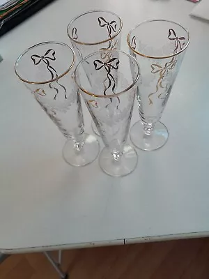 Footed Pilsner Beer Glasses - Set Of 4 - Vintage 1961 • $19.95