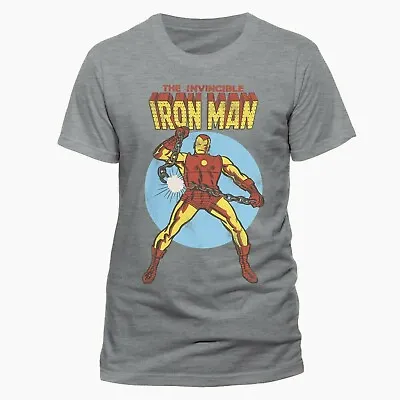 Marvel The Invincible Iron Man Unisex T-Shirt Grey Mens Womens Tony Stark-XXL • £7.95