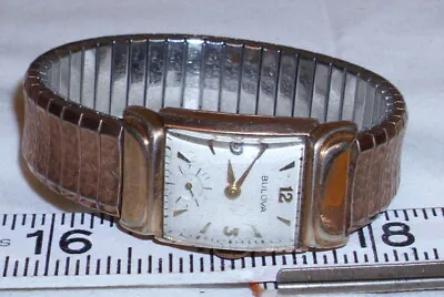 BULOVA MEN'S TANK STYLE GOLD 17 JEWELED WRISTWATCH 1940s  • $49.99