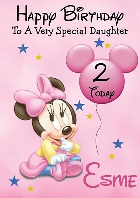 Personalised Minnie Mouse Birthday Card 1st 2nd Daughter Son Granddaughter • £2.99