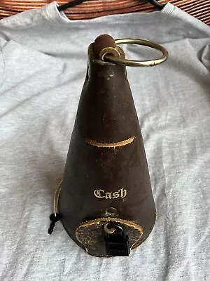 £6.49 • Buy Vintage Leather Cone Shaped Money Box With Lock & Key - Collectable