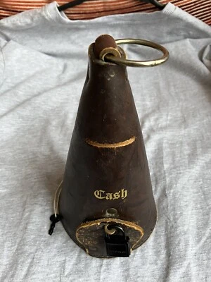 £6.49 • Buy Vintage Leather Cone Shaped Money Box With Lock & Key - Collectable