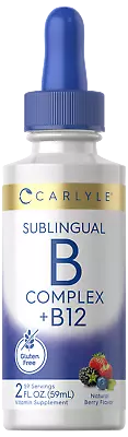 Vitamin B Complex Liquid | 2 Fl Oz | With B12 |  Berry Flavor | By Carlyle • $9.25