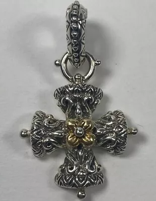 Bixby 925 Sterling Silver & 18k Gold Maltese Cross Pendant 5 Gram Weight • £32.16